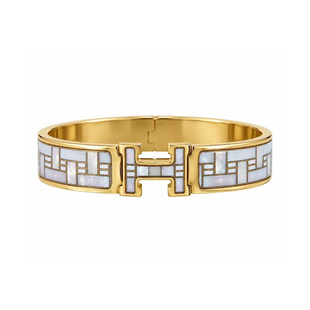 Hermès Enamel Quadrige Au Fil Narrow H Bracelet