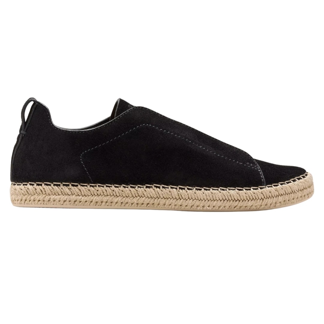 Zegna Footwear | Triple Stitch Black Suede