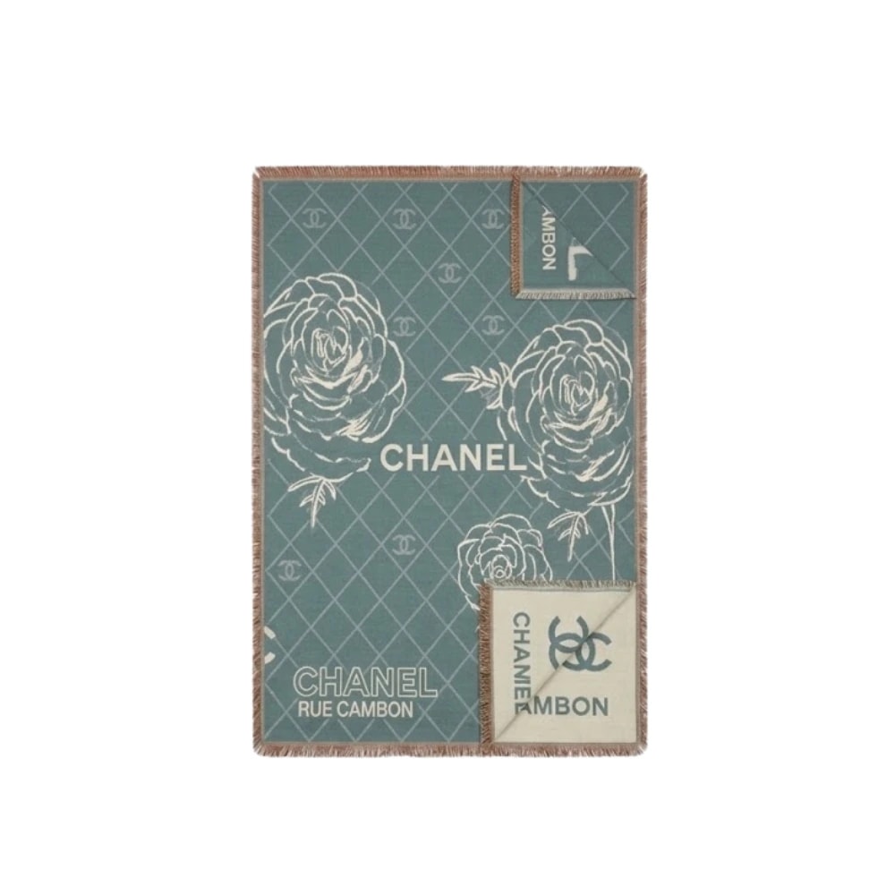 Chanel CC Grid Monogram Sage Scarf