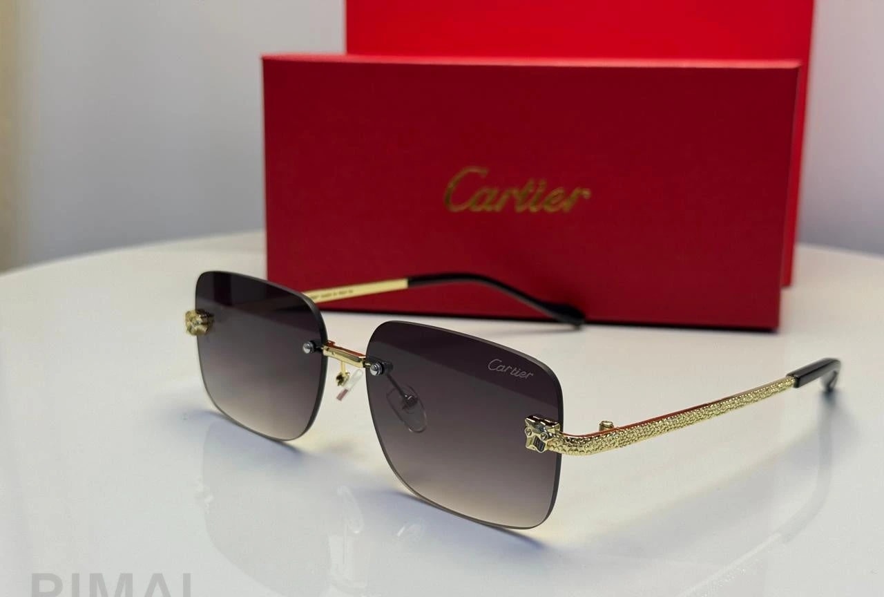 كارتييه | نظارة شمسية Panthère de Cartier بدون إطار – ذهبي / بني