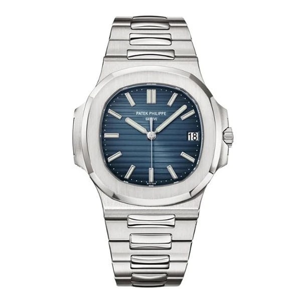 ساعة با Patek Philippe Nautilus ذات المينا الأسود والأزرق