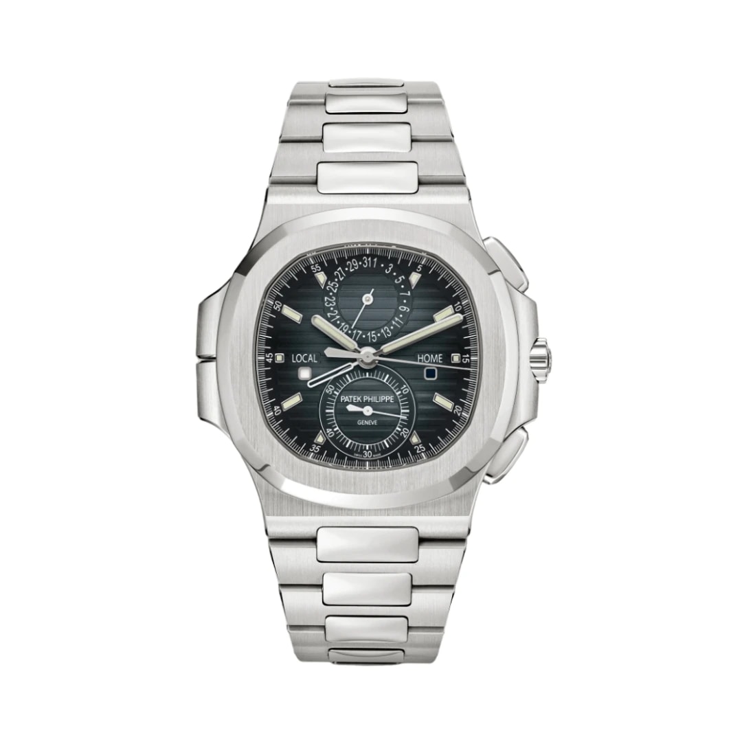 Patek Philippe Nautilus Time Sunburst Blue Dial Watch