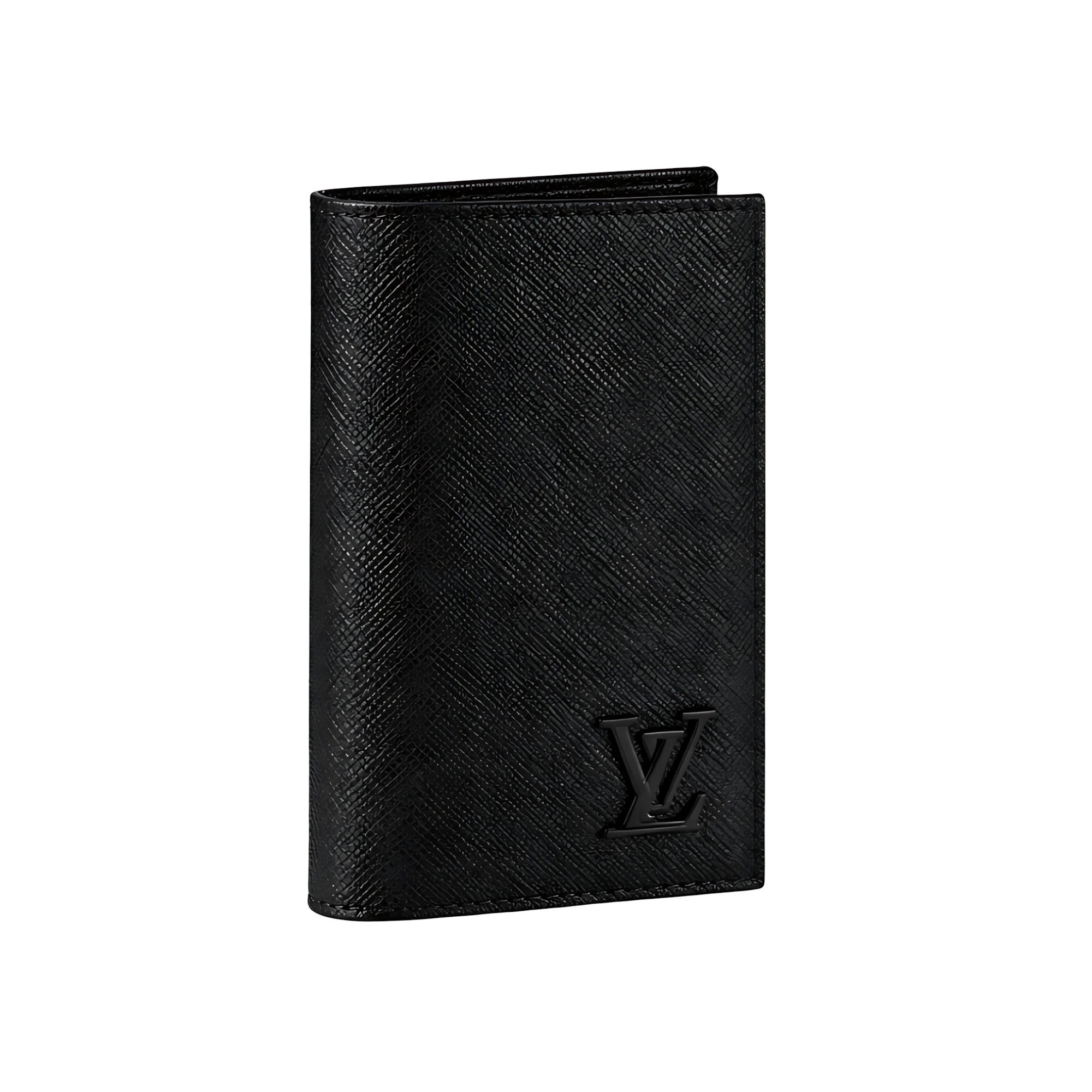 Louis Vuitton Plain Black Leather Design Wallet