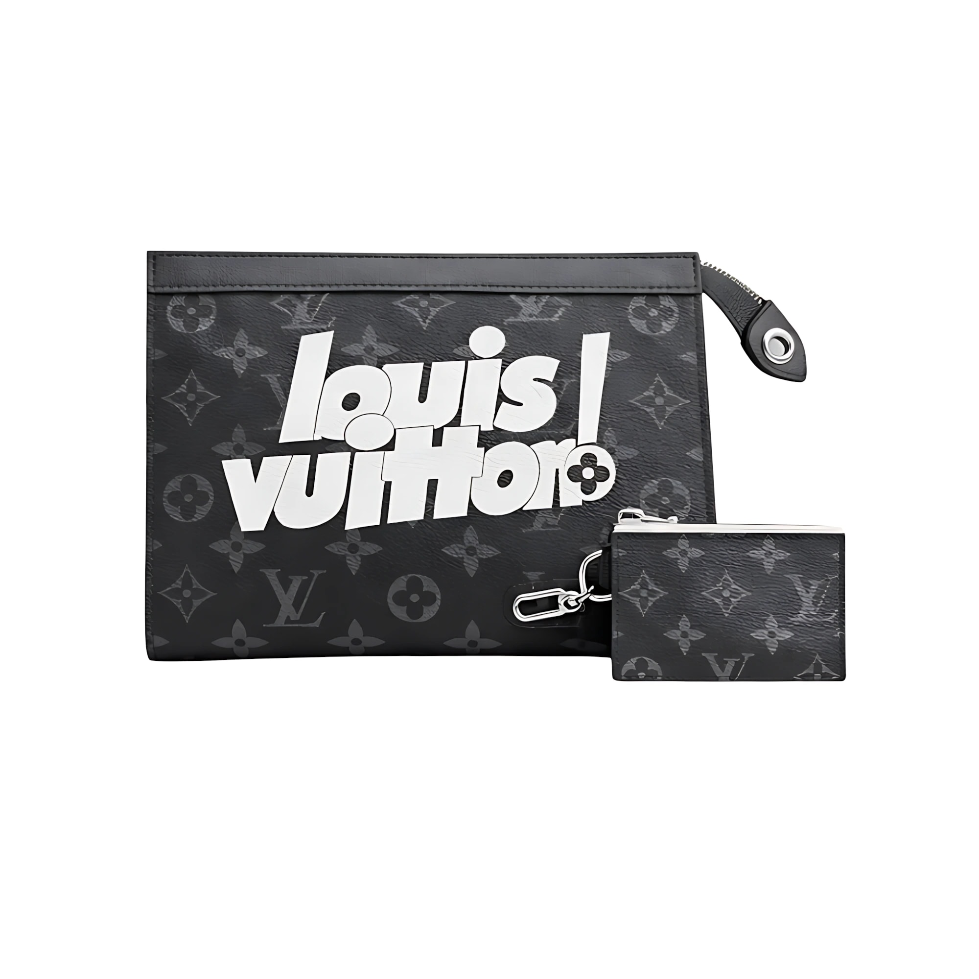 Louis Vuitton Black Grey Black LV Pouch