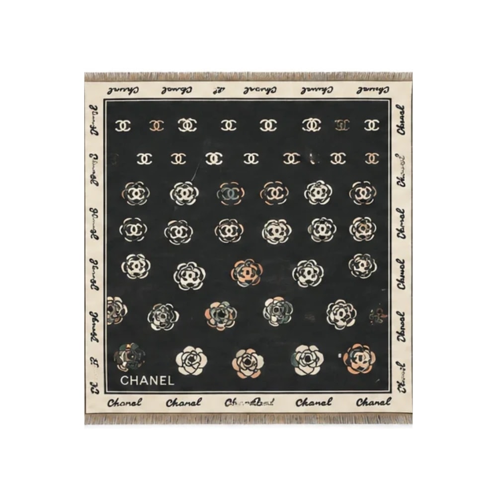 Chanel CC Camellia Grid Scarf