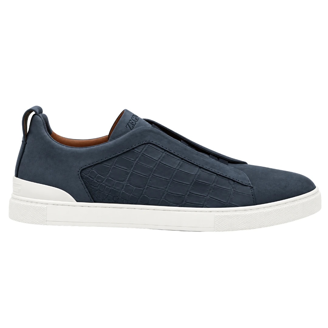 Zegna Sneakers | Crocodile Pattern Navy