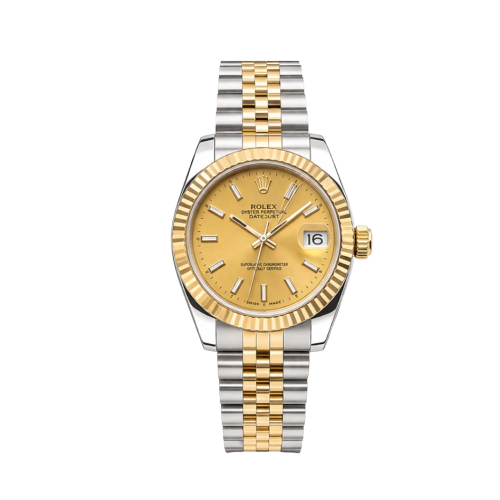 Rolex Datejust – Golden Dial Fluted Bezel