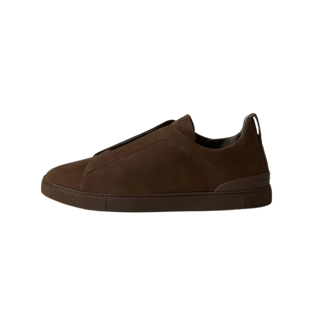 Zegna Sneakers | Triple Stitch Dark Brown