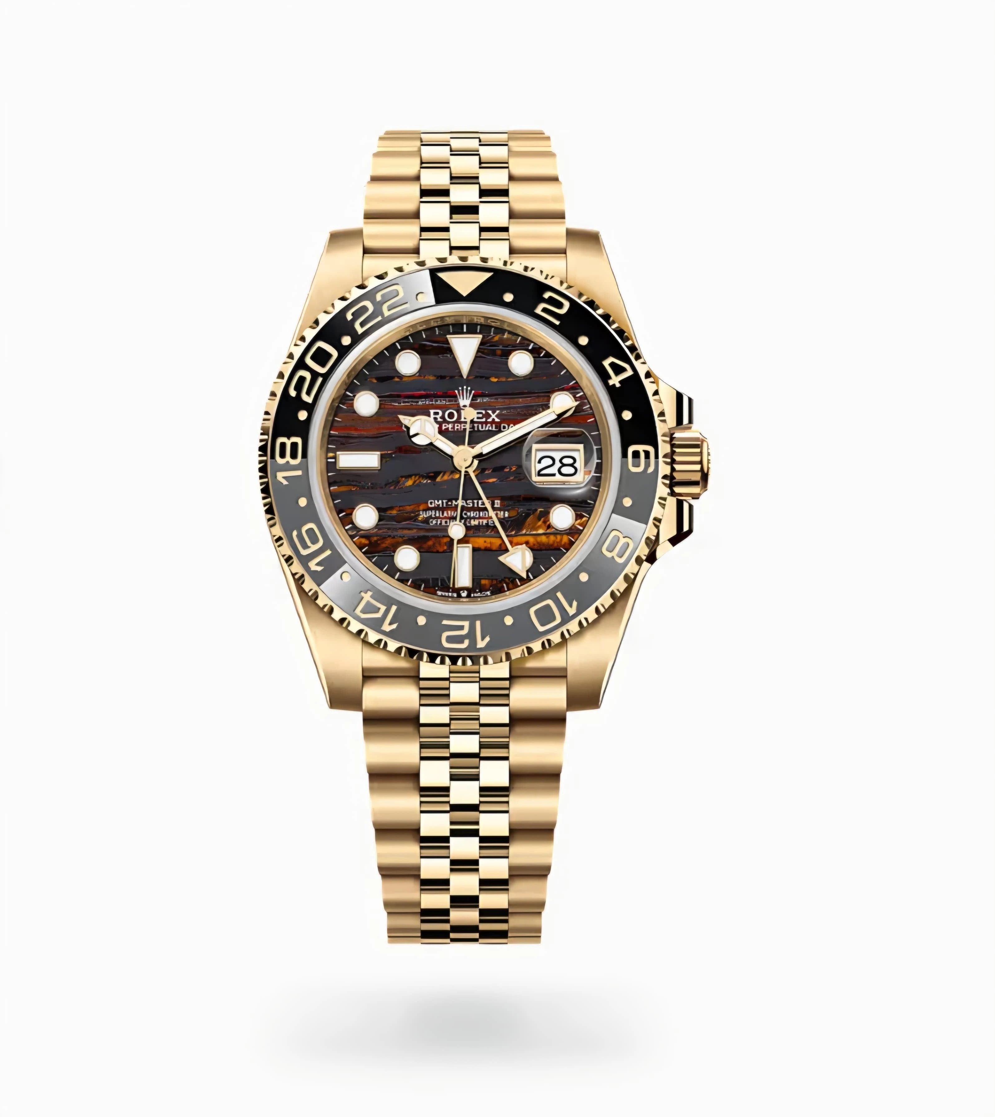 Rolex | ساعة جي إم تي ماستر 2 "روت بير" من ذهب إيفروس وأويستر ستيل – ذهبي
