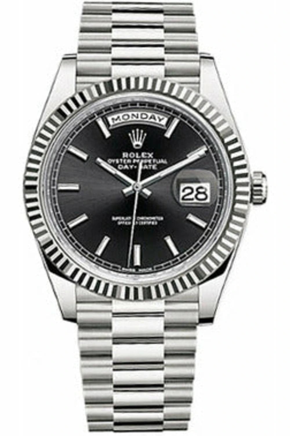 Rolex Day-Date – Black Dial Silver Steel