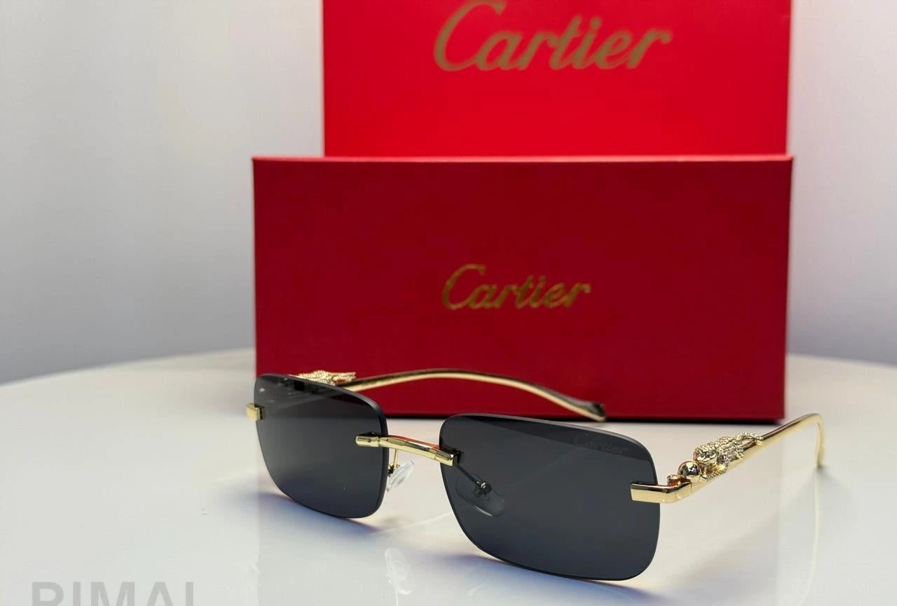 Cartier | C Decor Rectangular Wood Sunglasses