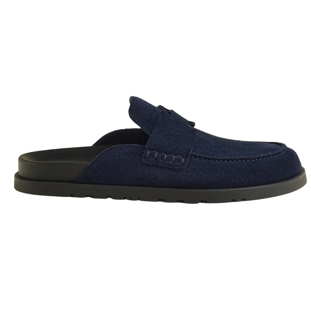 Hermès Footwear | Go Mules Suede Navy