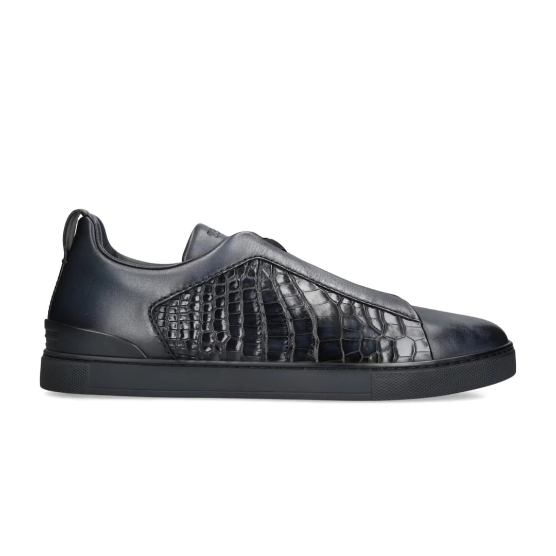 Zegna Triple Stitch Leather Low-Top Sneakers