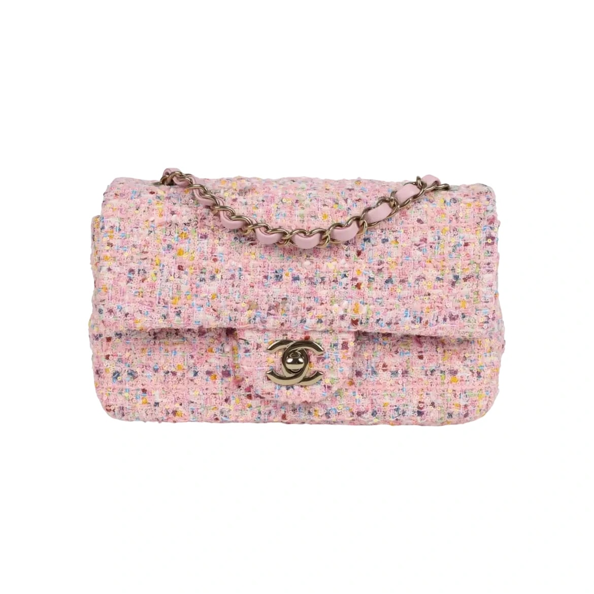 Chanel Mini Pink Tweed Sequin Bag