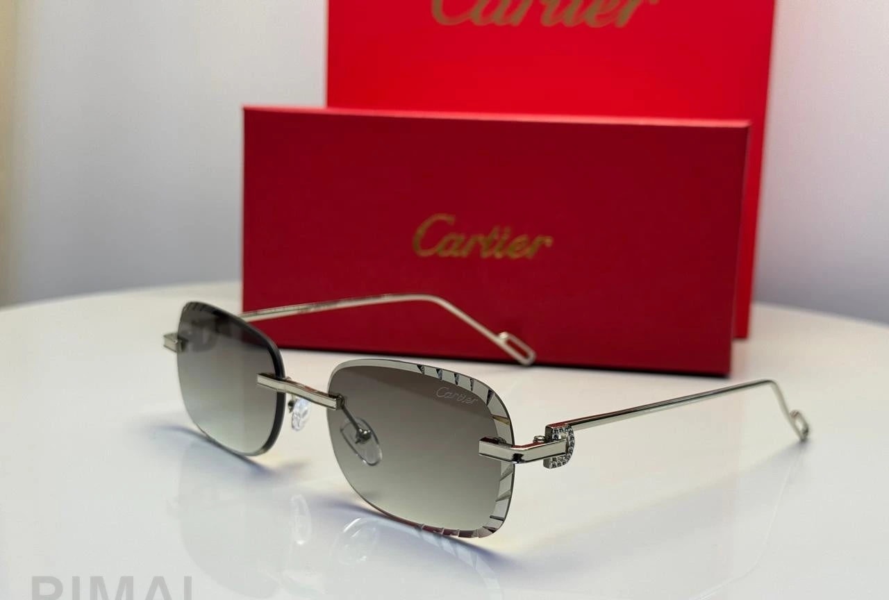 Cartier | CT0462S – ذهبي / رمادي