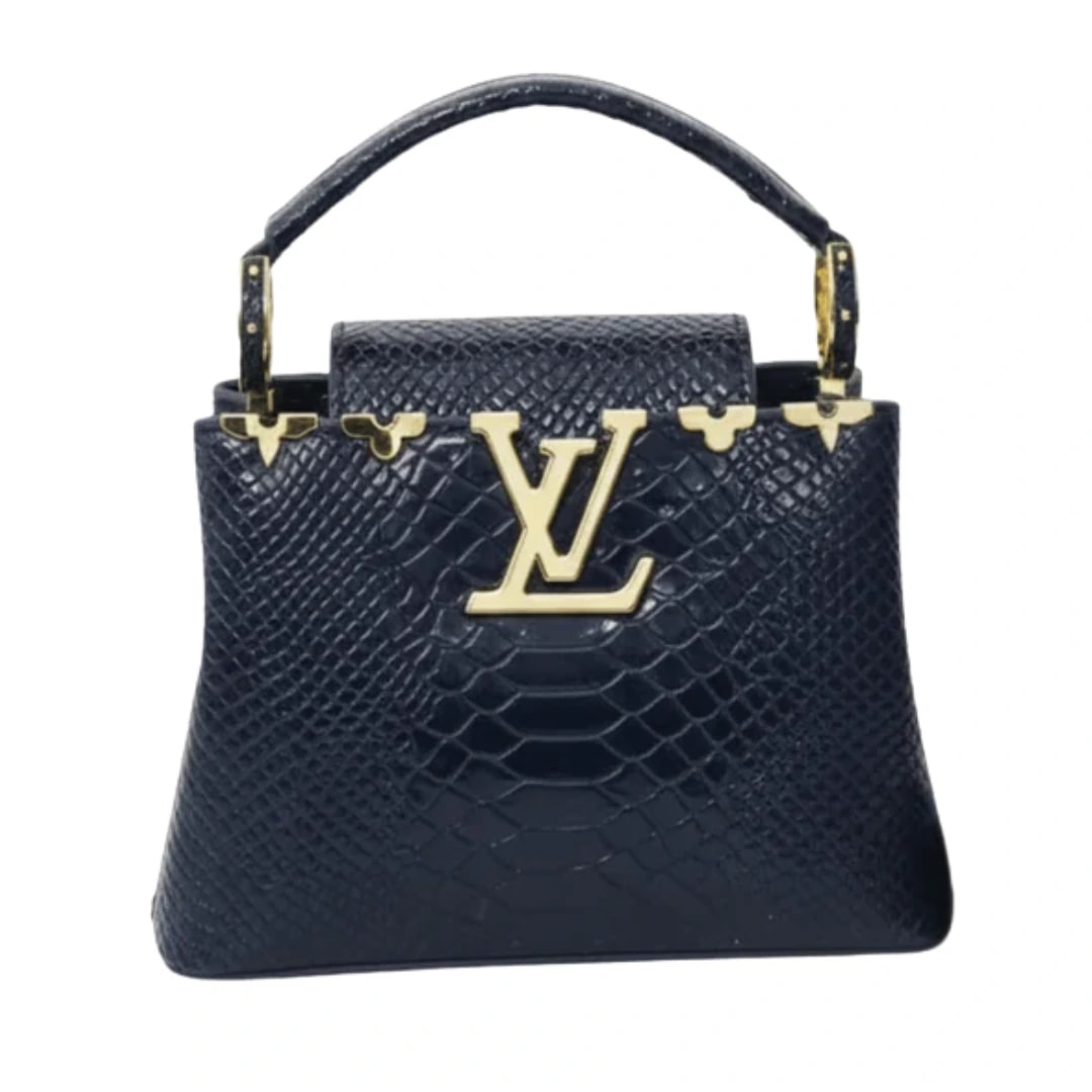 Louis Vuitton Navy Textured Gold-Tone Bag