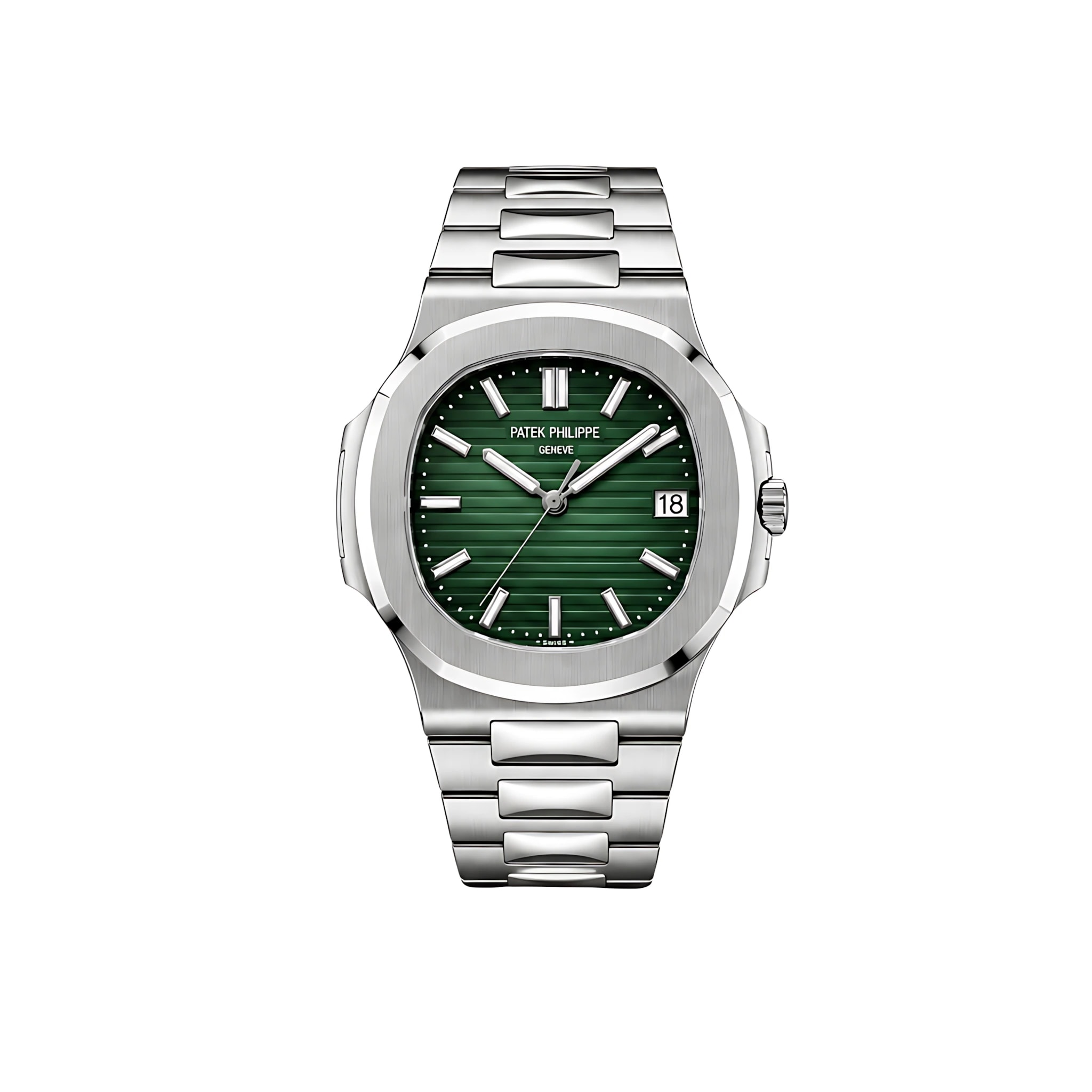 Patek Philippe Watch | Nautilus Green Dial Two Tone Silver