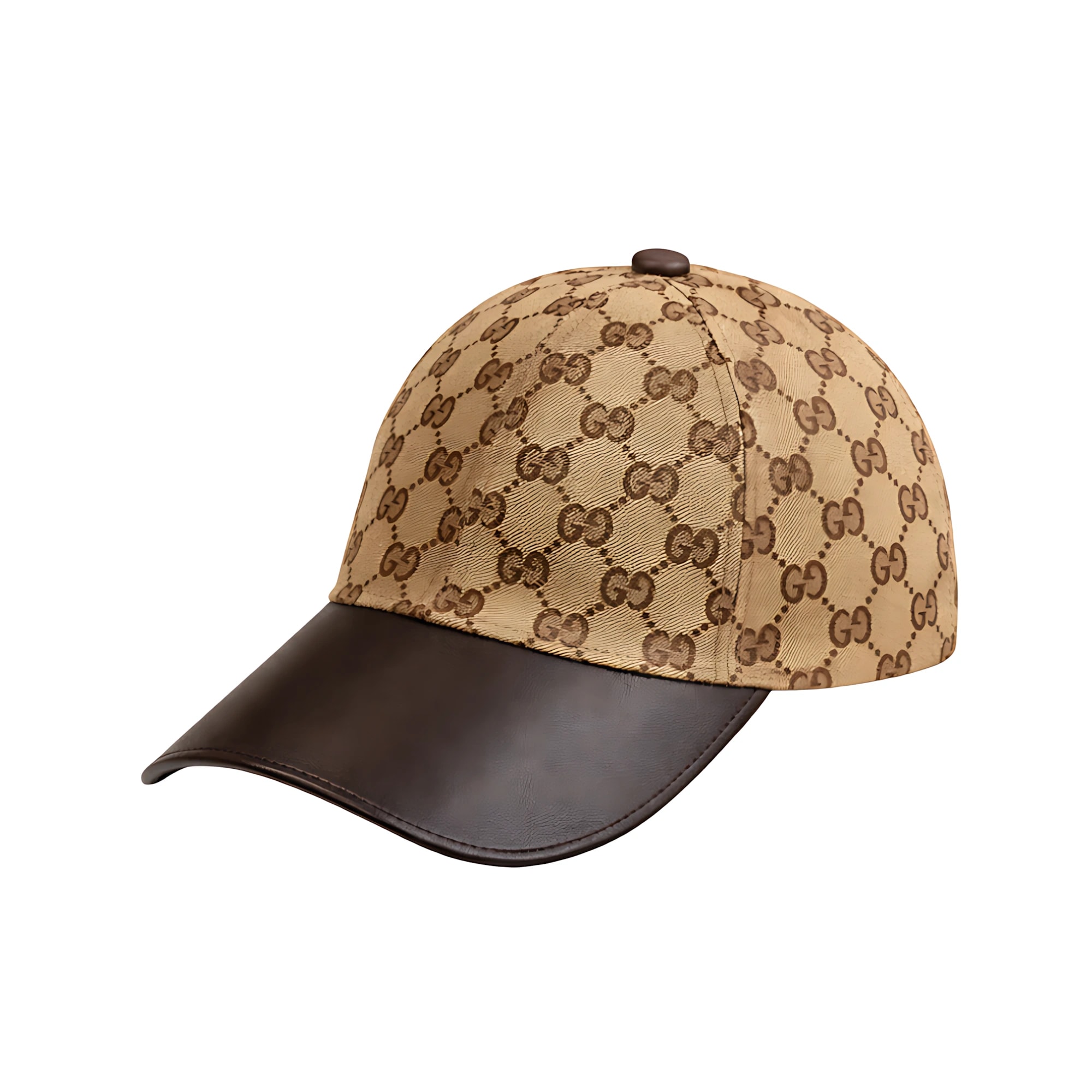 Gucci GG Logo Canvas Brown Leather Cap