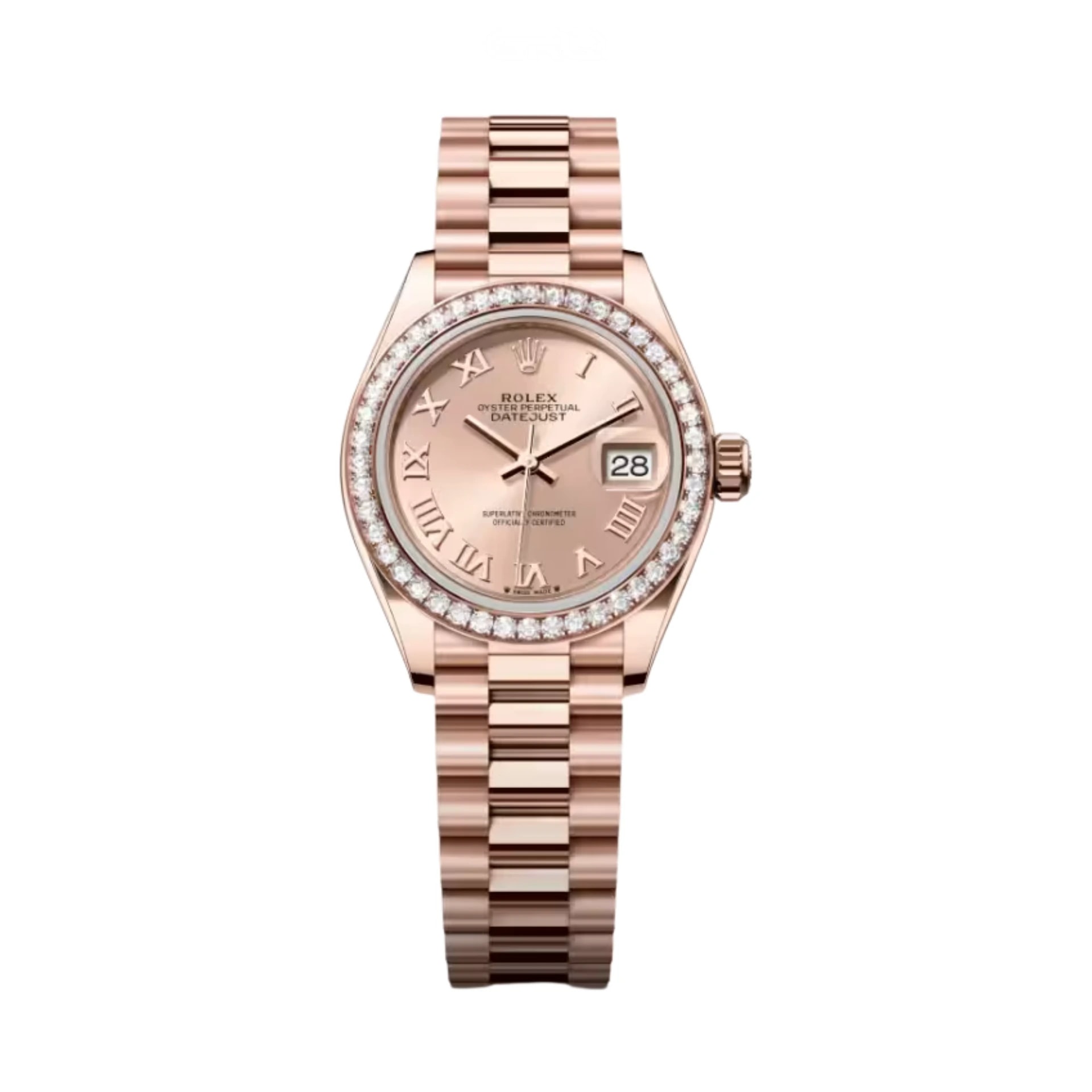 Rolex Datejust – 28 Rose Dial Diamond Bezel