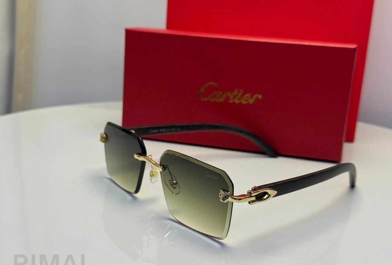 كارتييه | نظارة شمسية بدون إطار Panthère de Cartier – ذهبي / بني