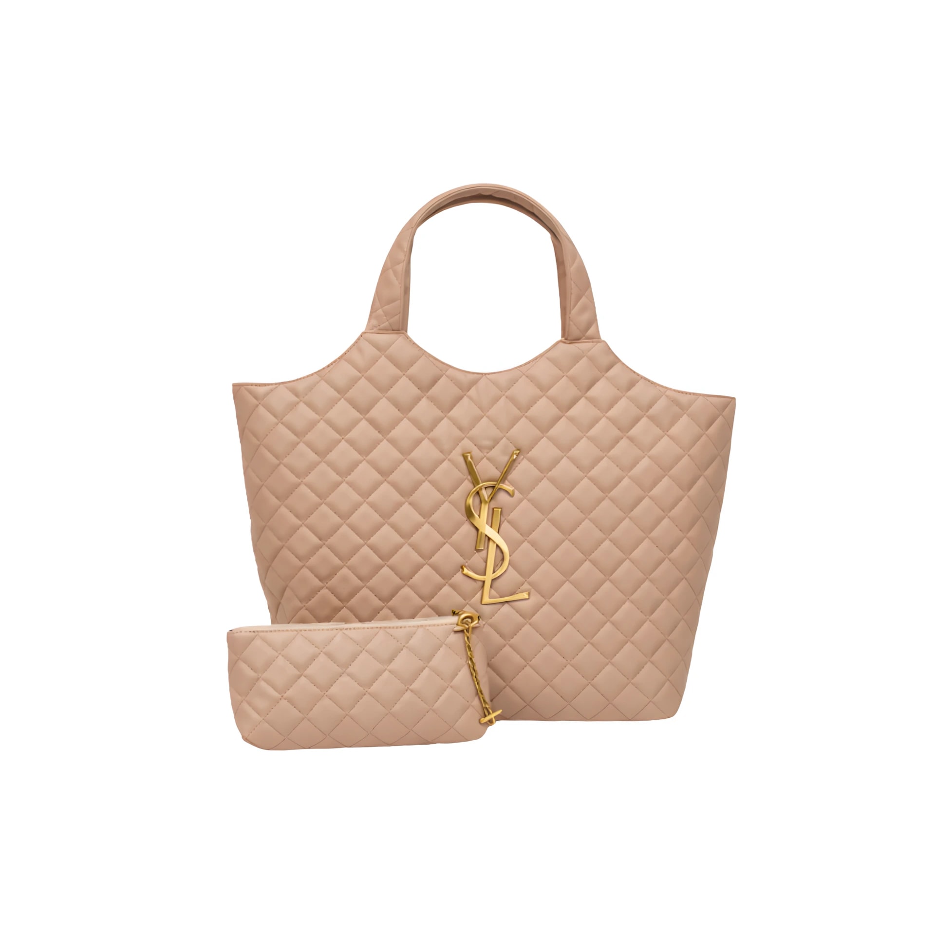 Saint Laurent Icare Maxi Quilted Suede Beige
