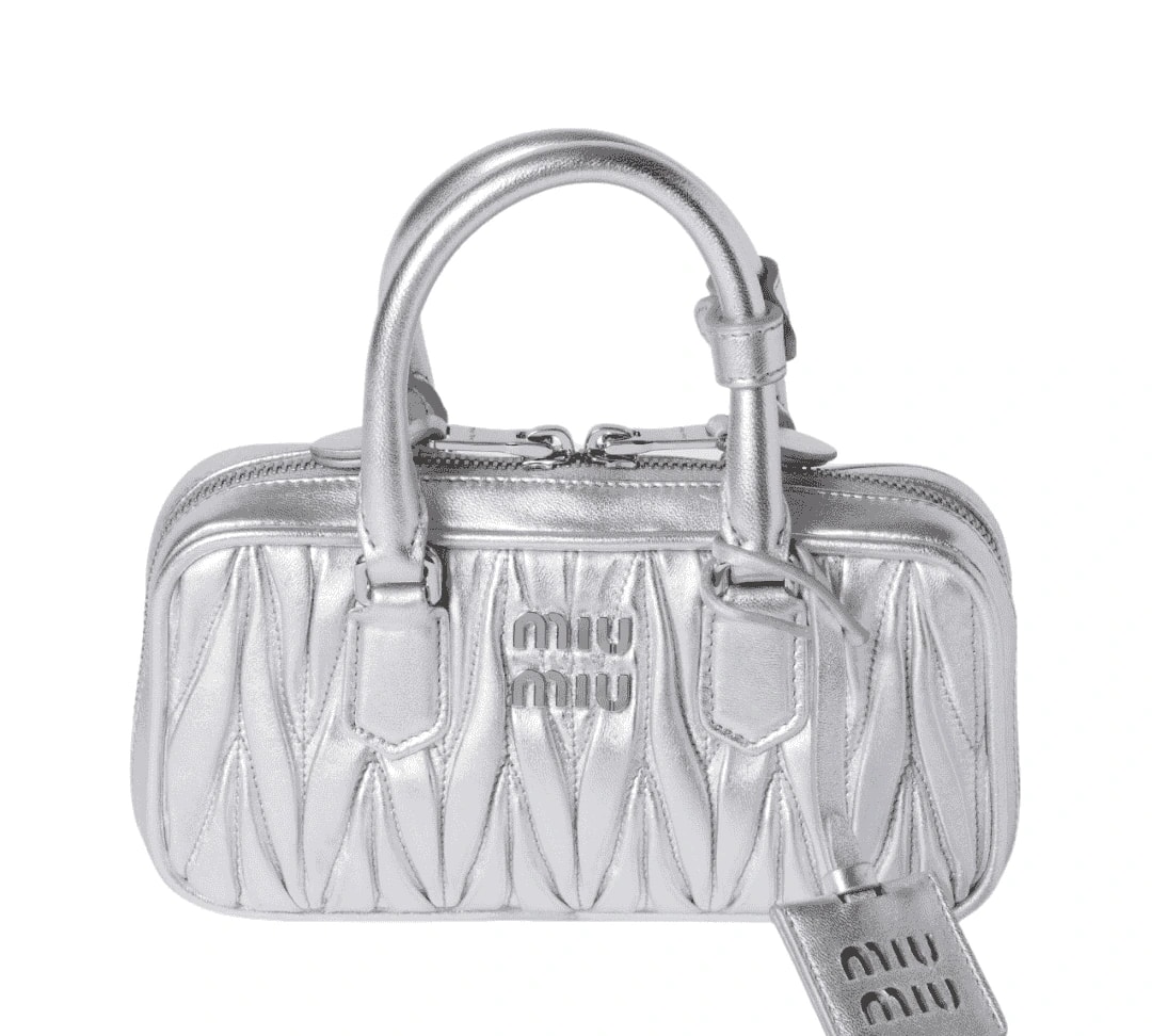 Miu Miu Arcadie Matelassé Nappa Leather Mini-Bag "Silver"