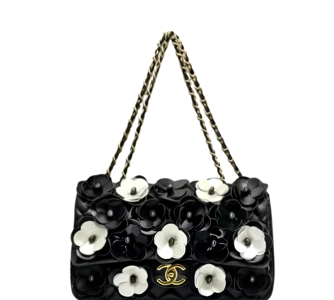 Chanel Camellia Flap Black Floral Bag