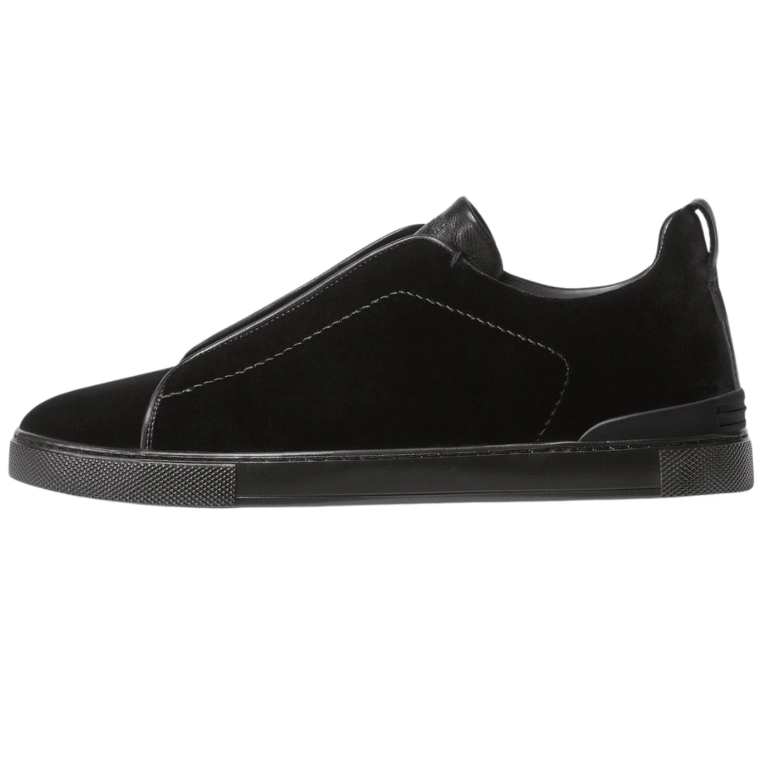Zegna Sneakers | Triple Stitch Black Velvet