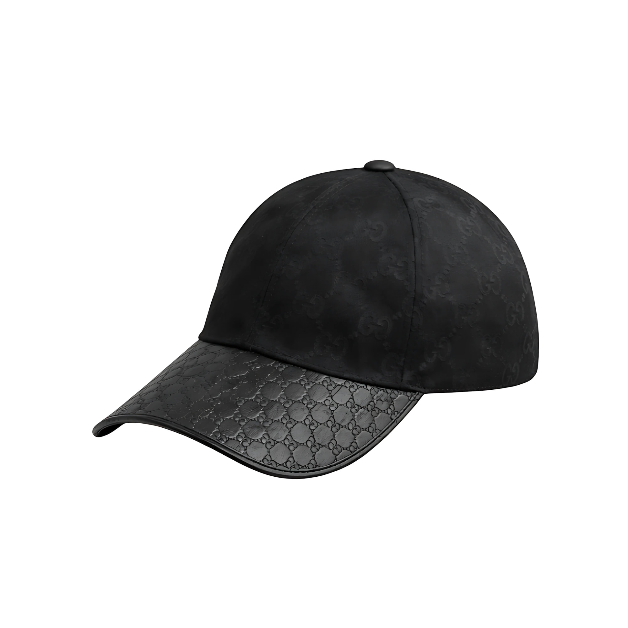 Gucci Monogram Logo Black Leather Cap