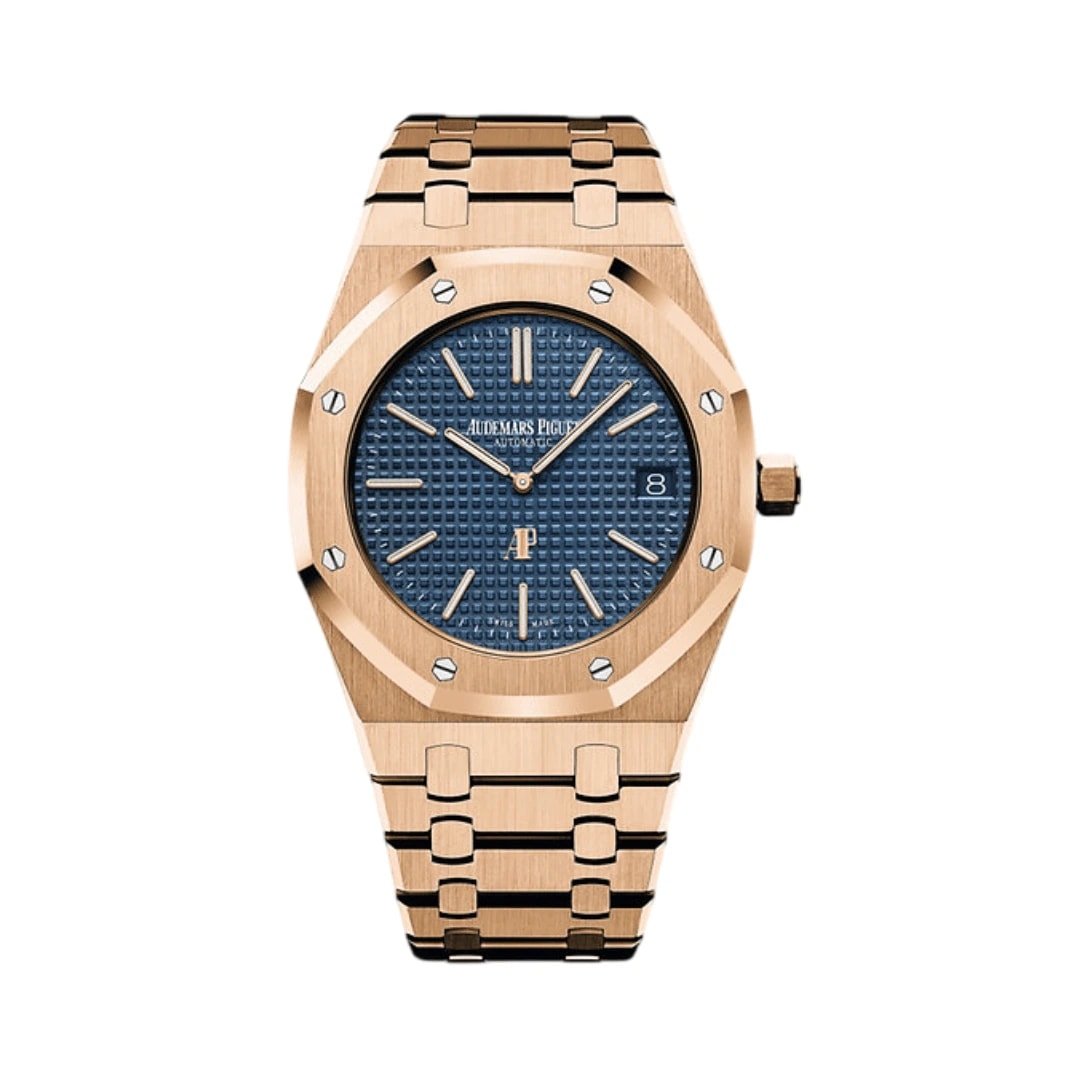 Audemars Piguet Royal Oak Rose Gold Blue Dial Watch