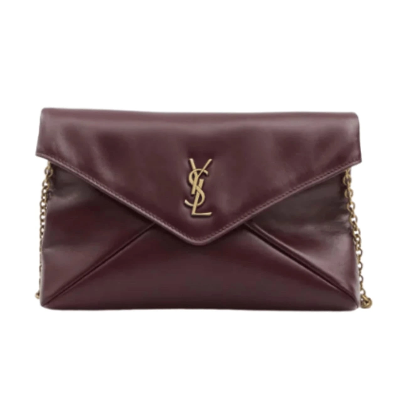 Saint Laurent Cassandre Flap Chain Shoulder Bag - Dark Ruby Calfskin Leather