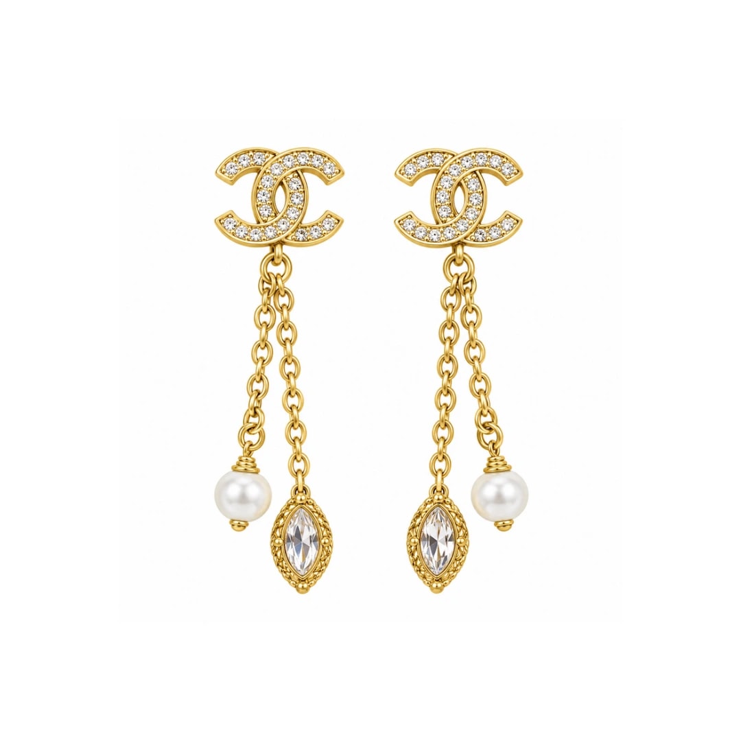 Chanel CC Drop Earrings
