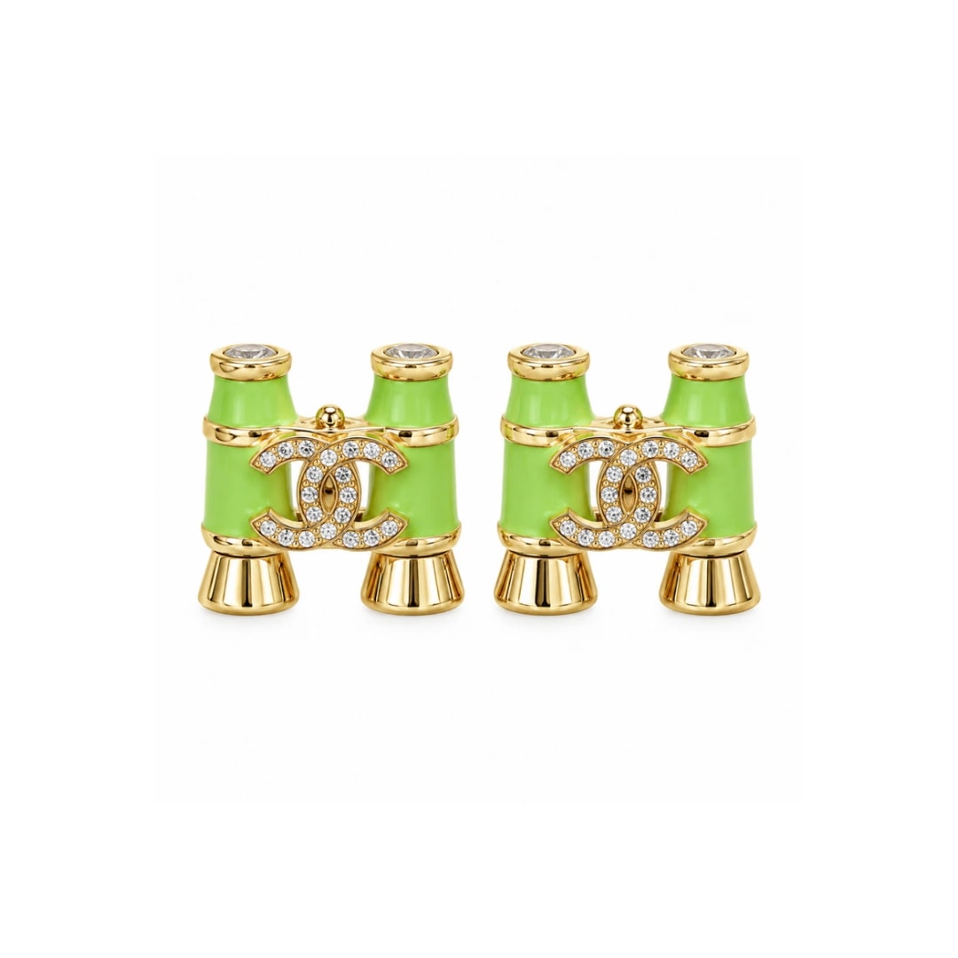 Chanel CC Bamboo Earrings Lime