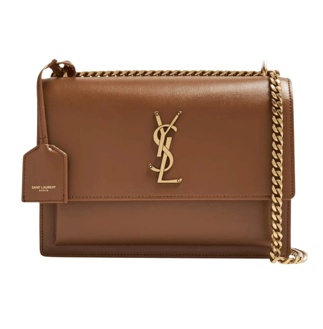 Saint Laurent Medium Sunset Shoulder Bag Brown Tan