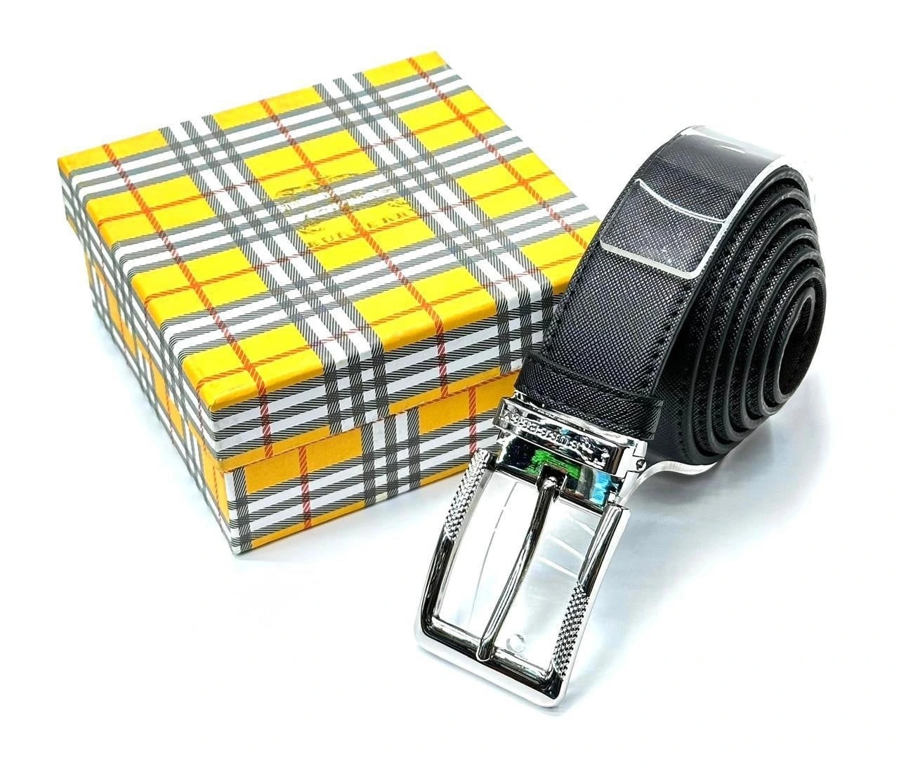 Burberry | Square Frame Buckle Textured Leather Belt