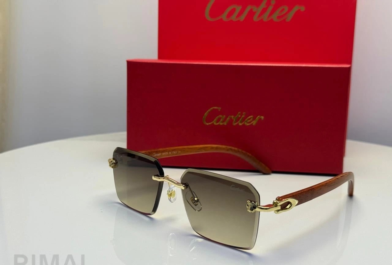 كارتييه | نظارات شمسية بدون إطار Panthère de Cartier – ذهبي / رمادي / أسود