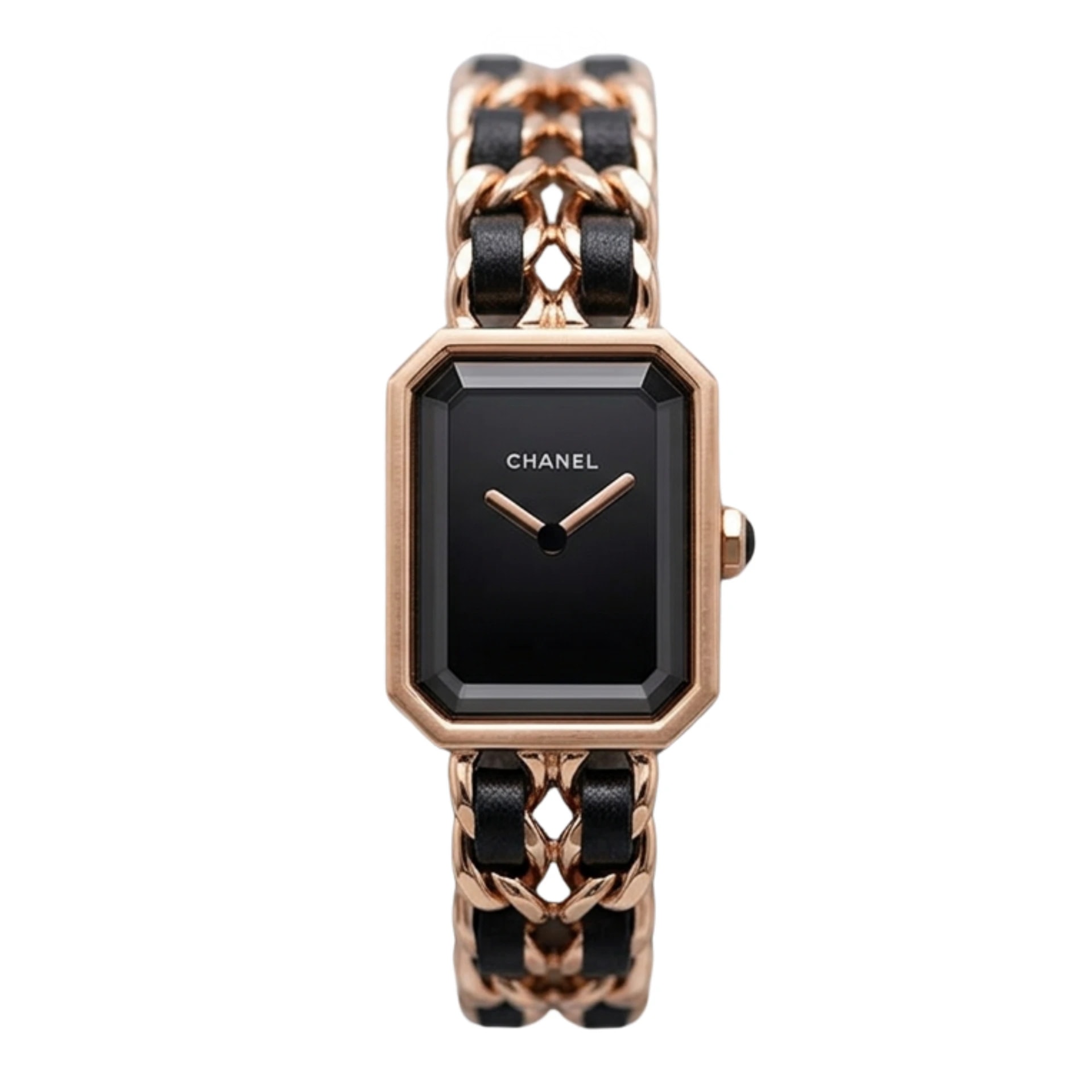 Chanel Première – Édition Originale Rose Gold & Black Leather Chain