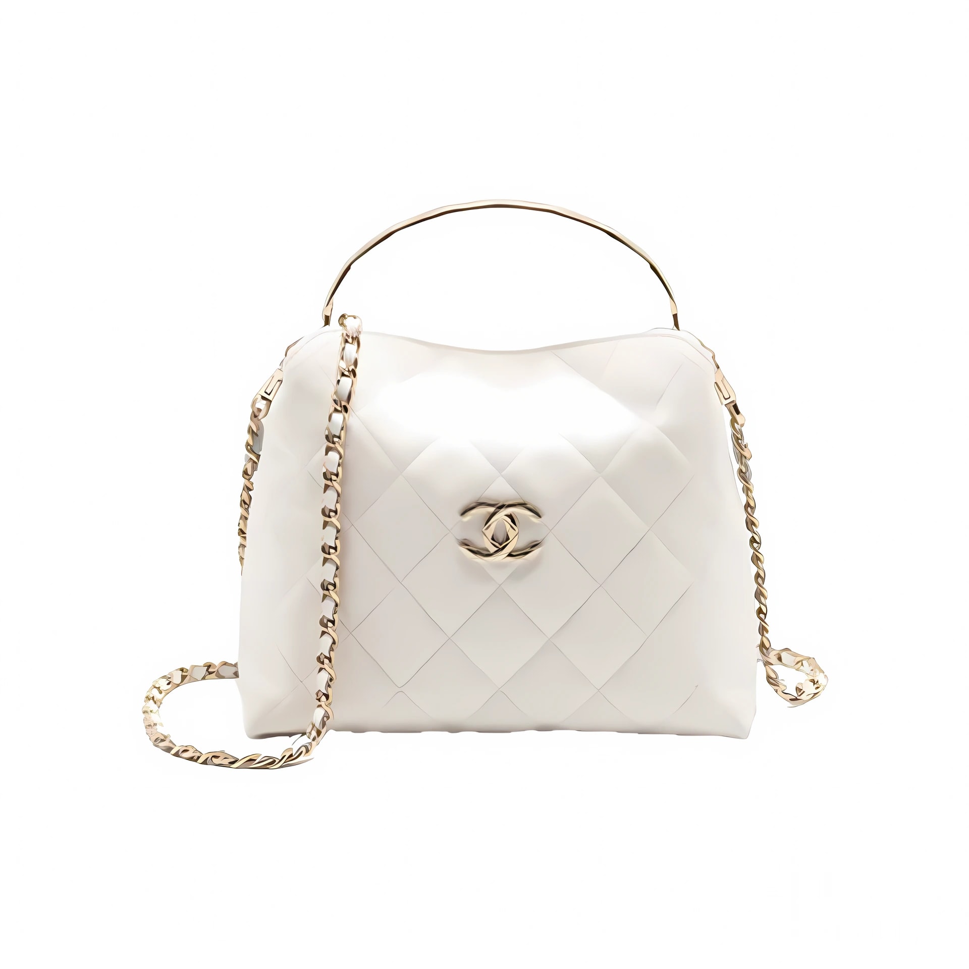 Chanel 25S Coco Crush Handle Caviar White Lghw
