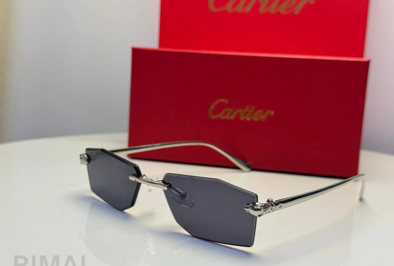 كارتييه | نظارة شمسية بدون إطار Panthère de Cartier – أسود / متدرج رمادي