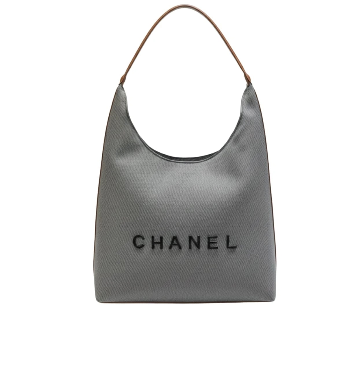 Chanel Deauville Canvas Tote Bag with Brown Leather