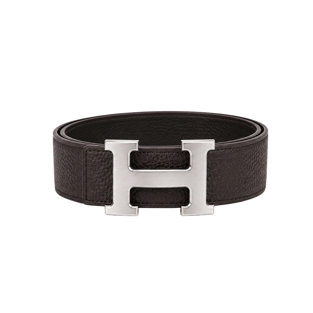 Hermès Belt | Dark Dull Brown Silver Logo