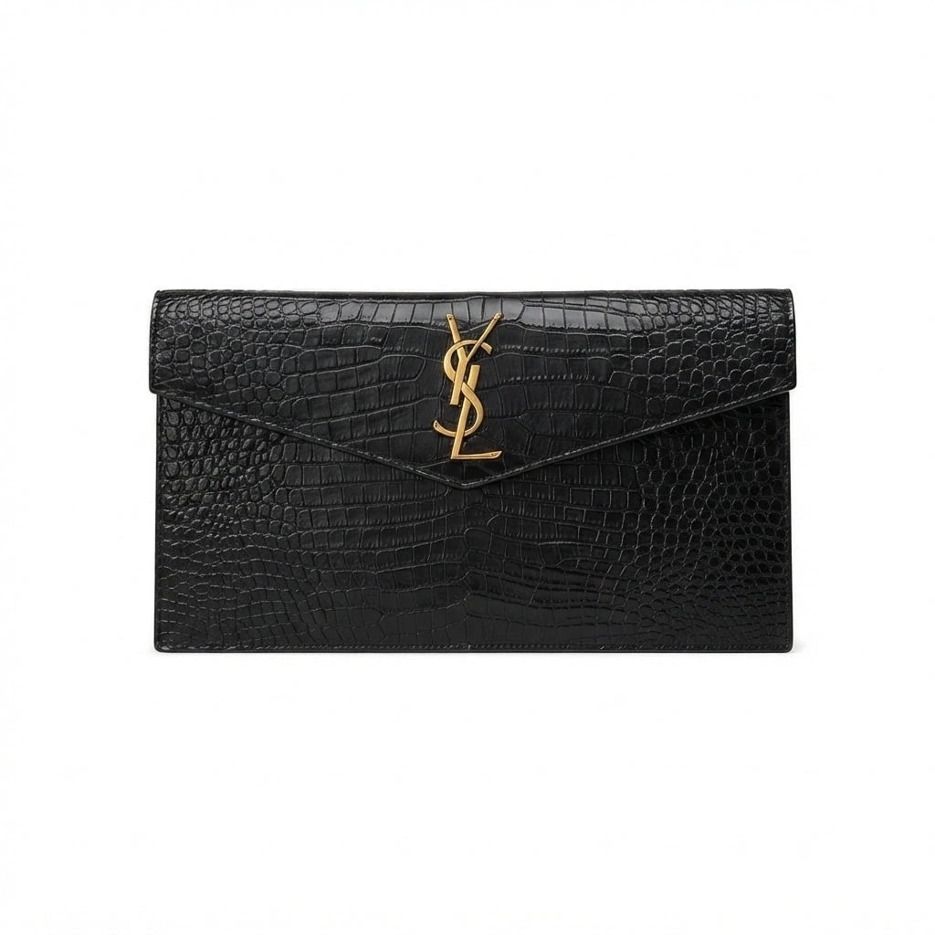 Saint Laurent Uptown Pouch Crocodile-Embossed