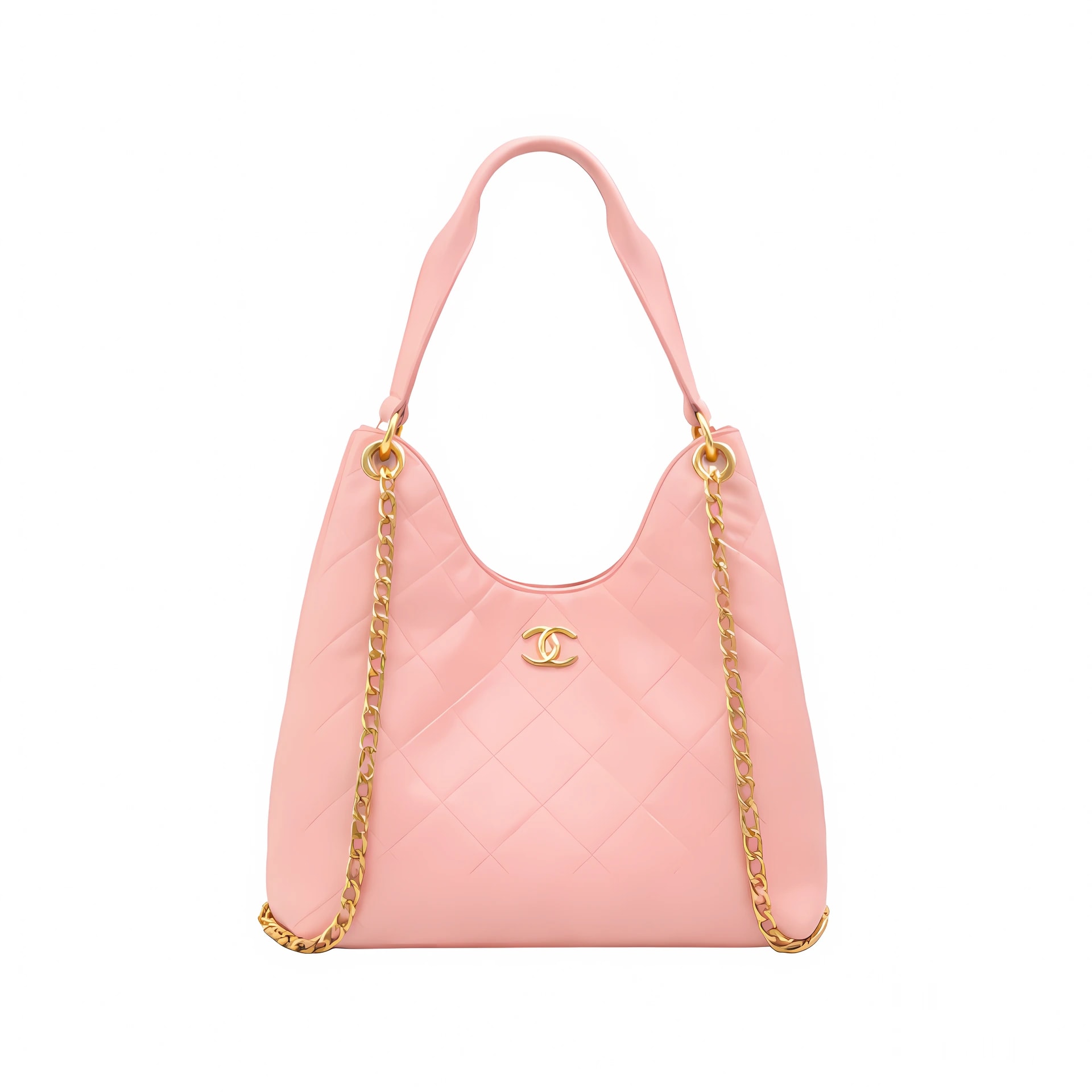 Chanel Hobo Handbag Light Pink Shiny Lambskin