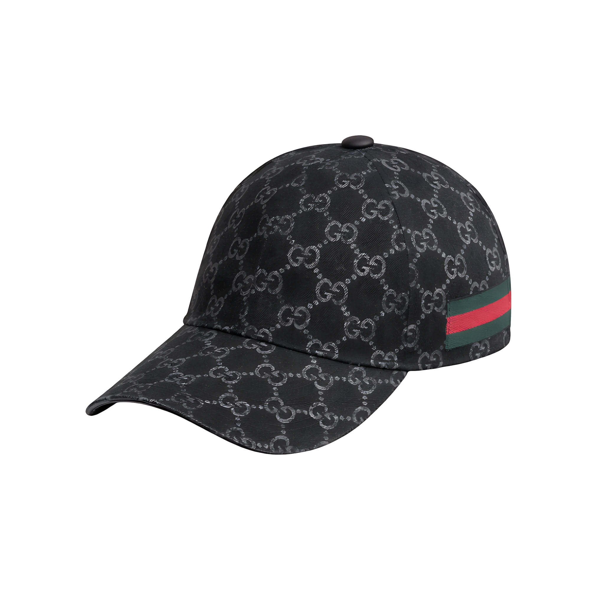 Gucci GG Logo Stripe Canvas Black Cap