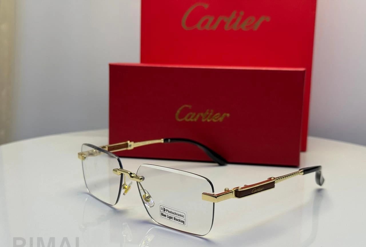 Cartier | Rimless Rectangular Wood Metal Eyeglasses
